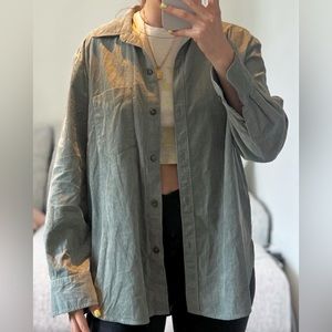 sage button up